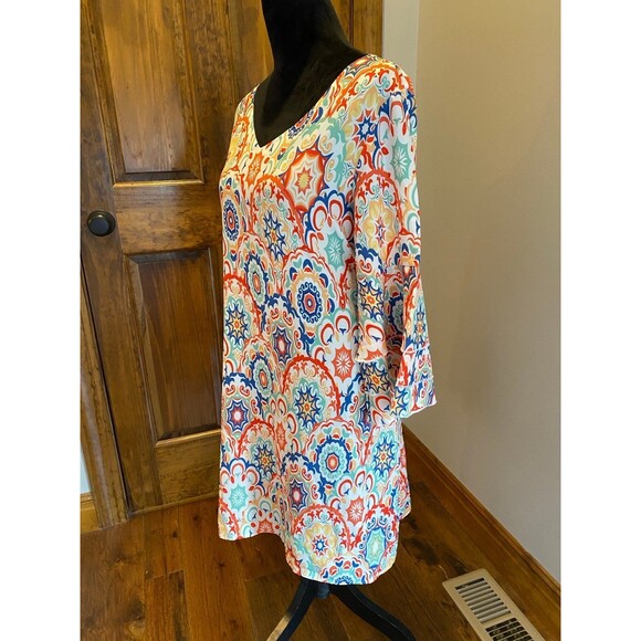 Dress Womans Size Large Bright Boho Hippie 70’s NWT  Silky Feel Woodstock Retro - Picture 4 of 10